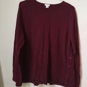 Burgundy Sweater with Side Snaps
